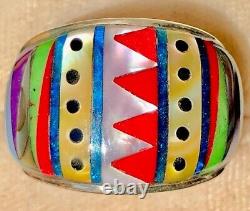 Vintage Ring BIG COLOR Cloak weaved pattern Dance Tribal Native First Nations 11