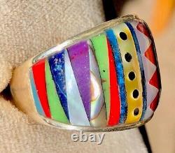 Vintage Ring BIG COLOR Cloak weaved pattern Dance Tribal Native First Nations 11