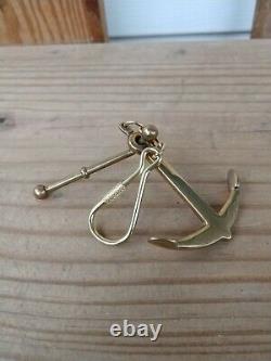 Vintage Solid Brass Ships Anchor Key Ring Hand-made USA