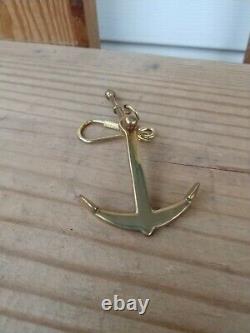 Vintage Solid Brass Ships Anchor Key Ring Hand-made USA