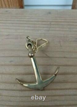 Vintage Solid Brass Ships Anchor Key Ring Hand-made USA