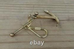 Vintage Solid Brass Ships Anchor Key Ring Hand-made USA