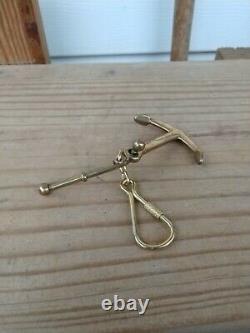 Vintage Solid Brass Ships Anchor Key Ring Hand-made USA