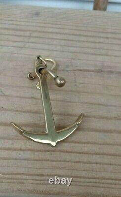 Vintage Solid Brass Ships Anchor Key Ring Hand-made USA