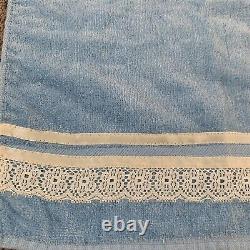 Vintage USA Made ST MARYS All Cotton Face Blue Hand Towel Lace