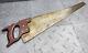 Vintage Warranted Superior Hand Saw Saw Dunlap Approved Handmade Patent Made Usa