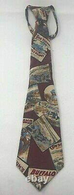 Vintage Zindler's Houston 100% Silk Zipper Tie Cowboy Rodeo Hand Made USA RARE