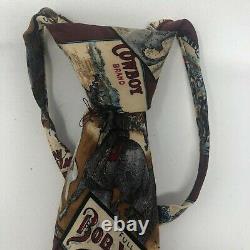 Vintage Zindler's Houston 100% Silk Zipper Tie Cowboy Rodeo Hand Made USA RARE