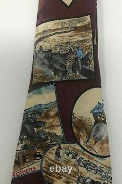 Vintage Zindler's Houston 100% Silk Zipper Tie Cowboy Rodeo Hand Made USA RARE