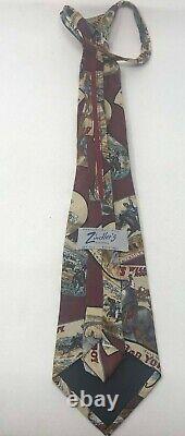 Vintage Zindler's Houston 100% Silk Zipper Tie Cowboy Rodeo Hand Made USA RARE