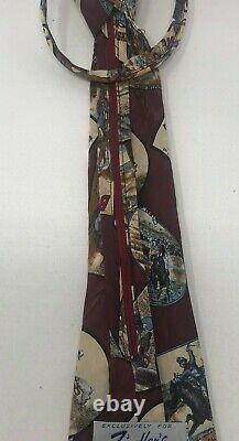 Vintage Zindler's Houston 100% Silk Zipper Tie Cowboy Rodeo Hand Made USA RARE