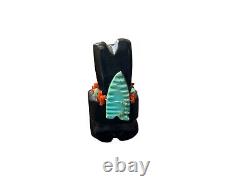 Vintage Zuni Bear Sitting Fetish Turquoise Coral and Jet Signed FM