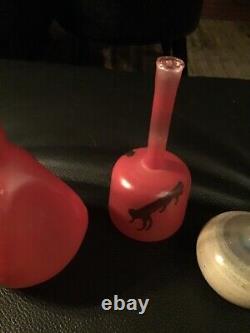Vintage handmade delicate hand blown glass vases (3)