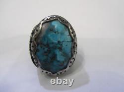 Vintage look Hand Made in the USA Sterling Silver Men's Turquoise Ring