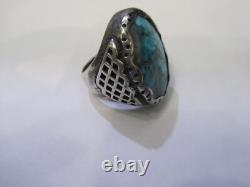 Vintage look Hand Made in the USA Sterling Silver Men's Turquoise Ring