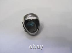 Vintage look Hand Made in the USA Sterling Silver Men's Turquoise Ring