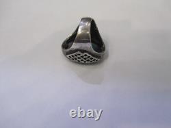 Vintage look Hand Made in the USA Sterling Silver Men's Turquoise Ring