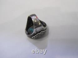 Vintage look Hand Made in the USA Sterling Silver Men's Turquoise Ring