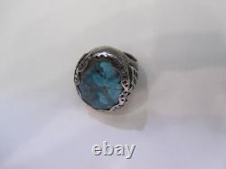Vintage look Hand Made in the USA Sterling Silver Men's Turquoise Ring