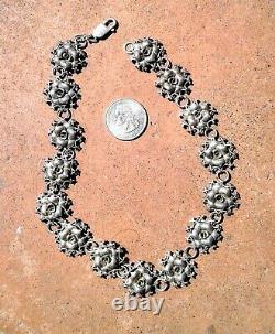 Vtg Beau Sterling BEAUCRAFT NECKLACE Flowers Silver Art Deco Hand Made USA