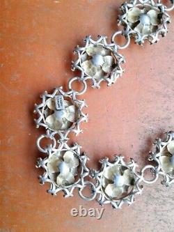 Vtg Beau Sterling BEAUCRAFT NECKLACE Flowers Silver Art Deco Hand Made USA