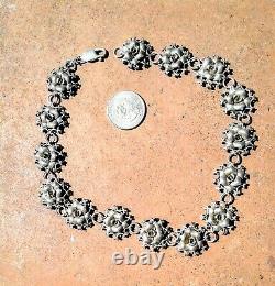 Vtg Beau Sterling BEAUCRAFT NECKLACE Flowers Silver Art Deco Hand Made USA