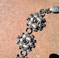 Vtg Beau Sterling BEAUCRAFT NECKLACE Flowers Silver Art Deco Hand Made USA