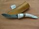 Vtg Handmade Eagle Head Elk Antler Camping Knife Buffalo Sheath Unused Usa