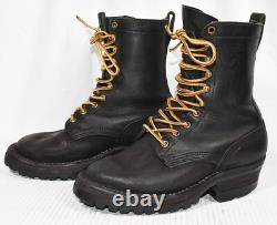 Vtg NICK'S Hand Made Boots USA Black Leather Work Biker Logger Boots Mens Sz 5
