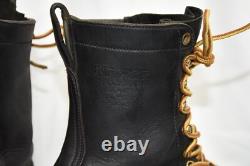 Vtg NICK'S Hand Made Boots USA Black Leather Work Biker Logger Boots Mens Sz 5