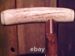 Walking stick STAG ANTLER HANDLE VINE SPIRALED wood shaft custom made in the USA