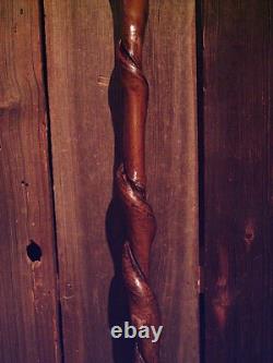 Walking stick STAG ANTLER HANDLE VINE SPIRALED wood shaft custom made in the USA
