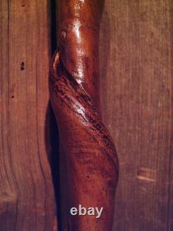 Walking stick STAG ANTLER HANDLE VINE SPIRALED wood shaft custom made in the USA