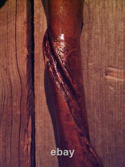 Walking stick STAG ANTLER HANDLE VINE SPIRALED wood shaft custom made in the USA
