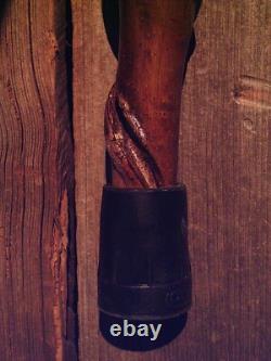 Walking stick STAG ANTLER HANDLE VINE SPIRALED wood shaft custom made in the USA