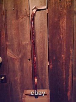 Walking stick cane Antler handle MAPLE wood shaft very stiff CUSTOM MADE IN USA