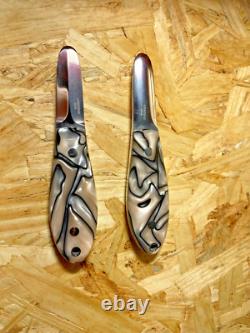Wayne Hendrix Custom Handmade OYSTER KNIFE SET ACYLIC Custom His/Hers USA RARE
