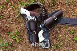 Western Leather Holster Gun Belt 38 / 357 Hand Made Cowboy Revolver Pistol USA