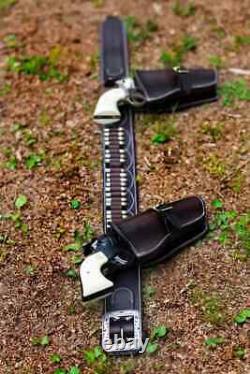 Western Leather Holster Gun Belt 38 / 357 Hand Made Cowboy Revolver Pistol USA