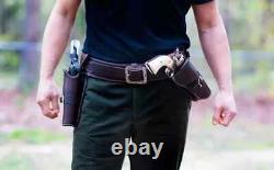 Western Leather Holster Gun Belt 38 / 357 Hand Made Cowboy Revolver Pistol USA