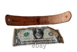 Western Silver Concho Turquoise Hand Made Bracelet Vintage Tooled LEATHER USA