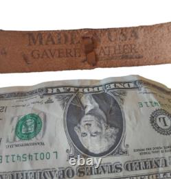 Western Silver Concho Turquoise Hand Made Bracelet Vintage Tooled LEATHER USA