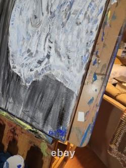 White Buffalo Spirit 16x20 Symbolic Wildlife Art Vibrant Abstract Expressionism