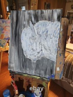 White Buffalo Spirit 16x20 Symbolic Wildlife Art Vibrant Abstract Expressionism