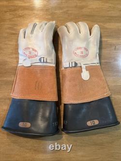 White Rubber Co Electrical Insulating Gloves Size 10 Curved Hand Made In The USA