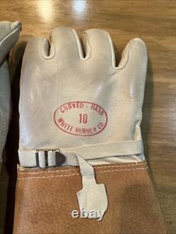 White Rubber Co Electrical Insulating Gloves Size 10 Curved Hand Made In The USA