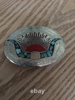 Wil Aren USA Hand Made Turquoise Inlay BELT BUCKLE