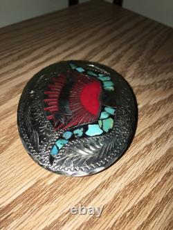 Wil Aren USA Hand Made Turquoise Inlay BELT BUCKLE