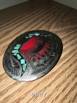 Wil Aren USA Hand Made Turquoise Inlay BELT BUCKLE