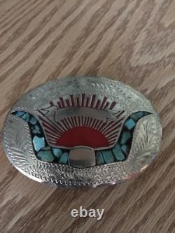 Wil Aren USA Hand Made Turquoise Inlay BELT BUCKLE